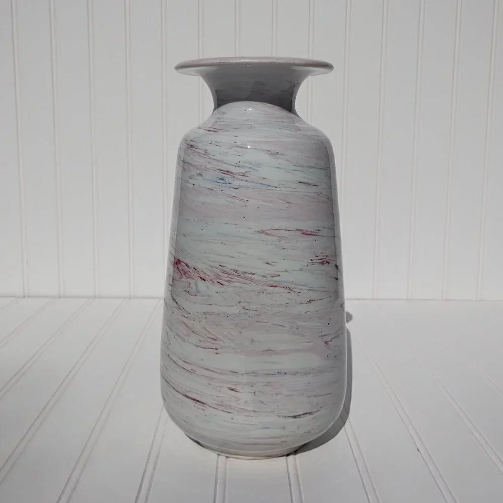 Vintage Italian Pottery Vase 11.25” Mid Century Modern Marbled Scavo Bitossi MCM